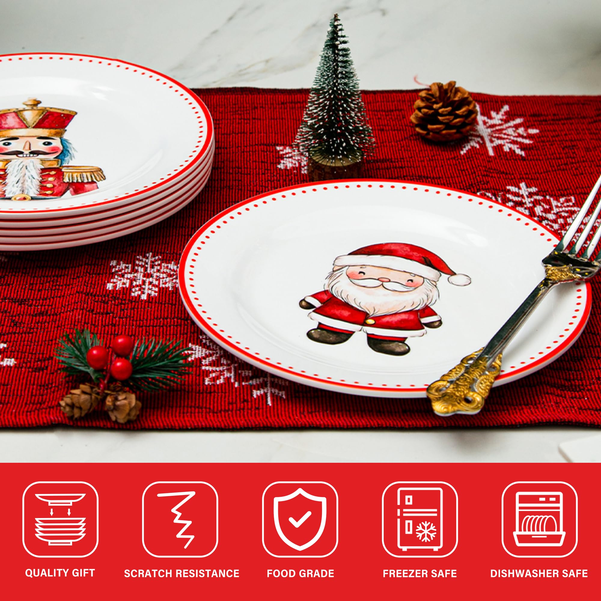 Amazon.com | MEYREMUI Unbreakable Christmas Plates Set of 6, 8
